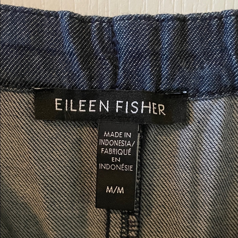 Eileen Fisher Navy A-Line Denim Button Skirt - Picture 2 of 3